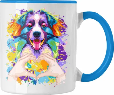 Produktbild von Trendation - Border Collies Besitzer Farbe Love Tasse Geschenk Lustiger Spruch Geschenkidee Border Collies Besitzerin (Blau)