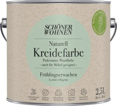 Produktbild von Schöner Wohnen Naturell Kreidefarbe 2,5 Ltr. Frühlingserwachen leichtes Olivgrün