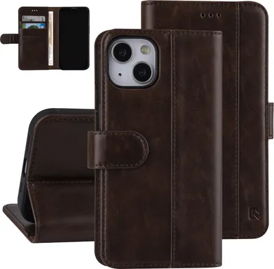 Produktbild von UNIQ Accessory Book type case iPhone 13 & 14 - Card holder - Magnetic closure - Dark Brown