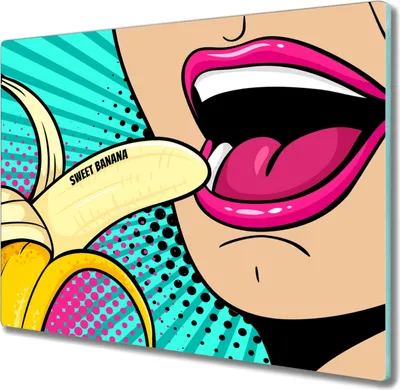 Produktbild von Coloray Kochplattenabdeckung Herdabdeckplatte 60x52 cm Hackbrett Schneidebrett Küchenbrett - Frucht Banane