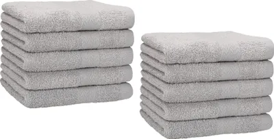 Produktbild von Betz 10 Stück Gästetücher 30x50 cm PREMIUM 100% Baumwolle Set Händehandtücher Farbe: silber
