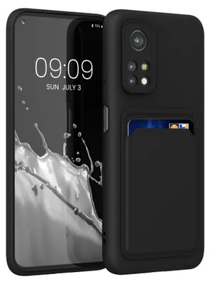 Produktbild von kwmobile Handyhülle für Xiaomi Mi 10T / Mi 10T Pro Hülle mit Kartenfach - TPU Case - Kabelloses Laden - Schutzhülle Cover in Schwarz matt