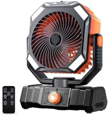Produktbild von Rxvca Fan, Rxvca-Ultra-Ventilator, Camping Ventilator mit LED-Licht, Tragbar Klimagerät-Ventilator, klein Nebel-Ventilator, Wiederaufladbarer Tischventilator USB Ventilator mit Fernbedienung (Orange)