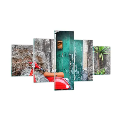 Produktbild von Bilder auf glas - Scooter transport italien retro - 125x70cm - Glasbilder - Wandbilder - Kunstdruck - zum Aufhängen bereit - Wanddekoration aus Glas - Glas Bilder - Wandbild auf Glas - GEA125x70-2571