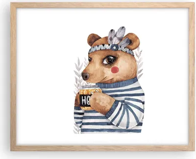Produktbild von Gerahmtes Poster - Rahmen in heller Eiche - Anthropomorphisierung Bär Kinder - 50x40 cm - Wand Bild - Wanddeko - Wandbilder - Kunstposter - Wandposter - Bilderrahmen - Bilder - P2NAA50x40-4367