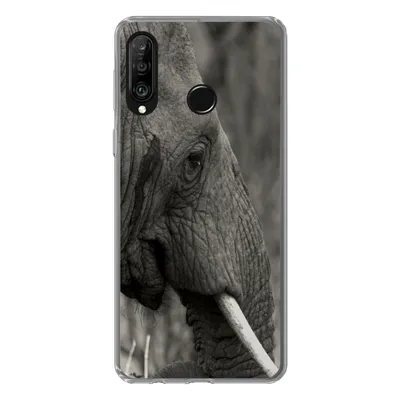 Produktbild von MuchoWow® Handyhülle Schutzhülle Hülle für Huawei P30 Lite Elefant - Tiere - Schwarz - Weiß Silikon Softcase Handy Hülle - Handyhülle
