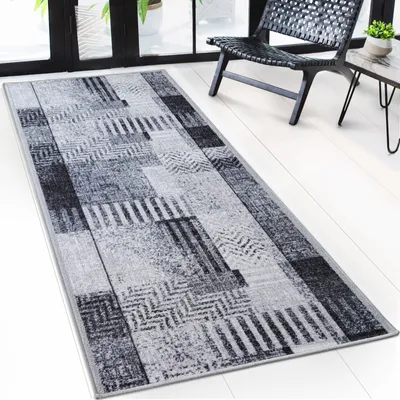 Produktbild von Teppich-Läufer auf Maß Cordoba rutschfest, robust & pflegeleicht in Grau 80 x 300 cm