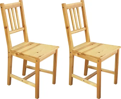 Produktbild von Möbilia Esszimmerstuhl 2er Set | Kiefer-Holz massiv | Brettsitz | B 42 x T 42 x H 92 cm | natur-lackiert | 19020034 | Serie STUHL