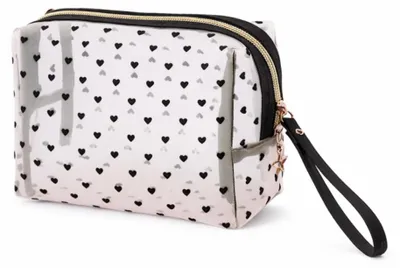 Immagine prodotto di ECARLA - Pochette cosmetica trasparente con cuori neri