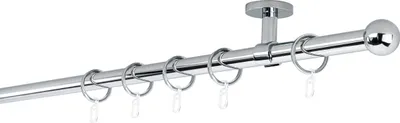 Produktbild von Gardinenstange auf Maß 20mm Ball 1-lauf Deckenträger 4cm Größe: 310cm, Farbvariante: Chrom