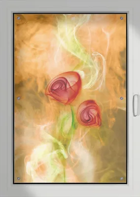 Produktbild von Wallario Lichtschutzbild, Dekorativer Sichtschutz Sonnenschutz 76 x 115 cm mit Motiv: Abstrakte Rosen - Verdunklung ohne Bohren