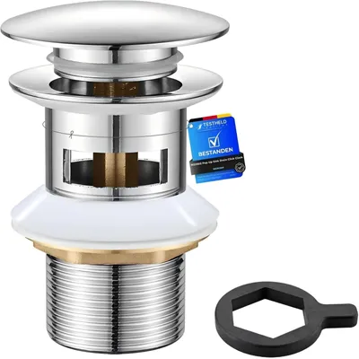 Produktbild von Ibergrif M20502 Pop-Up Ablaufgarnitur mit Überlauf, Chrom, 41–50 mm