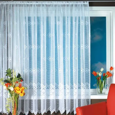 Produktbild von Gardine mit Universalband (300x145cm, Design: Philomena) - Gardine Voile Jacquard transparente Spitzenoptik, lichtdurchlässig, pflegeleicht