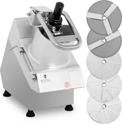 Obrázek produktu pro Expondo Royal Catering Elektrický kráječ zeleniny – 750 W – 5 nožových kotoučů – Ø 205 mm