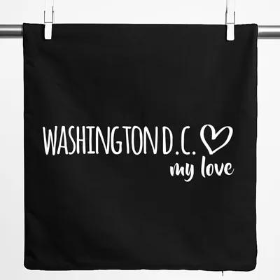 Produktbild von Huuraa Kissenbezug Washington D.C. my love 40x40cm Black Baumwolle Dekokissenbezug Geschenkidee