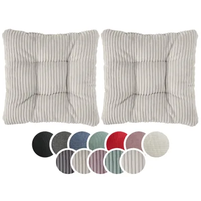 Produktbild von sleepling - 2er Set Stuhlkissen, Sitzkissen, Cord Optik, weicher Möbelstoff, 38 x 38 cm, 7 cm, beige
