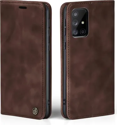 Produktbild von Handy Hülle für Samsung Galaxy A51 Klapphülle Bookcase Flip Cover Handy Tasche Etui Farbe: Dunkelbraun