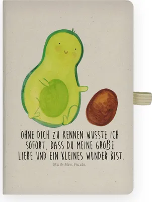 Produktbild von Mr. & Mrs. Panda notizbuch Avocado Kern rollt - Transparent - Geschenk, Geburtstag, Baby, Journal, Notizheft, Schwanger, Adressbuch, Tagebuch, Kladde, Love