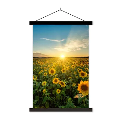 Produktbild von MuchoWow® Textilposter Sonnenuntergang - Blumen - Sonnenblume - Horizont - Landschaft 40x60 cm mit schwarzem Rahmen - Wanddekorationen