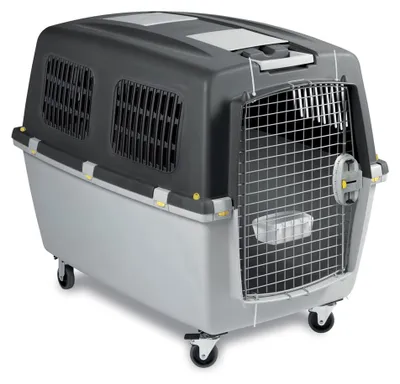 Obrázok produktu pre Kerbl 84587, Pevná zvieracie prepravka, Cestovná prepravka pre domáce zvieratá, Pes, 50 kg, Predné plnenie, Čierna, Šedá