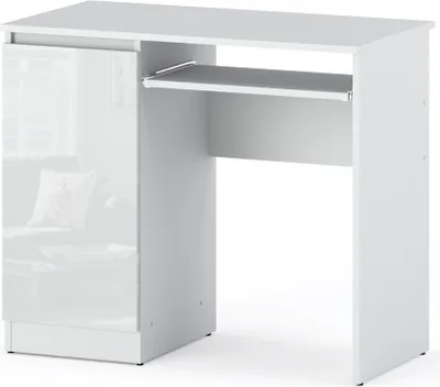 Zdjęcie produktu dla Biurko Biały Połysk Komputerowe Nowoczesne 90Cm Szkolne Młodzieżowe Hugo