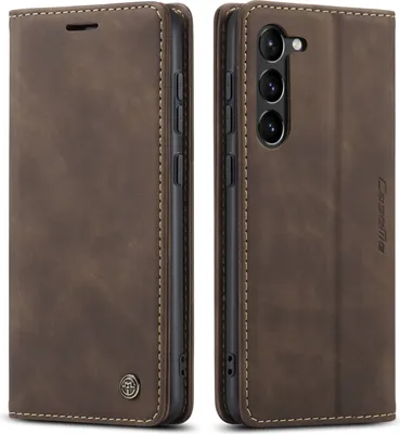 Produktbild von Galaxy S23 Hülle, Retro Kunstledertasche mit Standfunktion Schutzhülle für Samsung Galaxy S23 Kaffee