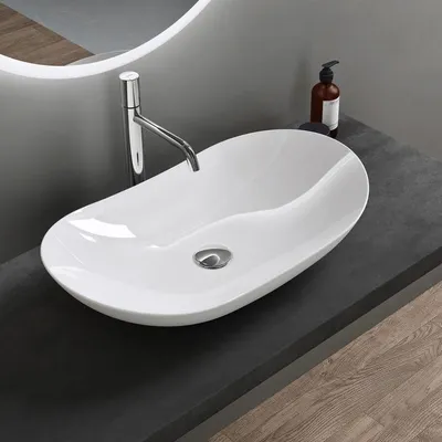 Image de doporro Lavabo vasque à poser blanc 63cm lave main Bruxelles858 63x36,5x14cm