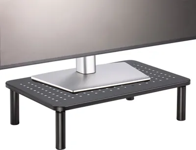 Produktbild von Monitorständer HYDE - Höhenverstellbare Bildschirmerhöhung, 37 cm breit, Schwarz - Optimal für Bildschirme & Drucker, 20 kg Tragkraft