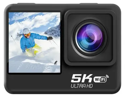 Produktbild von Action-Cam - 5K Ultra HD Doppeldisplay - 30 m Wasserdicht - WLAN - 24 MP - Weitwinkel - Unterstützung für externes Mikrofon - Kein eingebautes Mikrofon