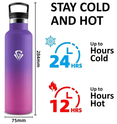 Produktbild von Edelstahl Trinkflasche 750ml doppelwandig auslaufsicher BPA-frei Thermosflasche