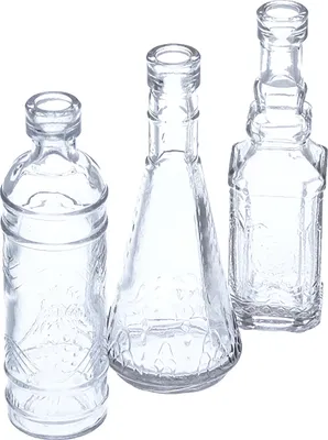 Produktbild von 12 Vasen aus Glas H 12 cm, Glasflaschen Tischvasen 12 Set, Blumenvasen Hochzeit