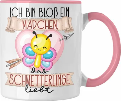 Produktbild von Trendation - Schmetterlinge Tasse Geschenk Frauen Ich Bin Bloß Ein Mädchen Das Schmetterlinge Liebt Schmetterlingliebhaber Geschenk Spruch Geburtstag (Rosa)