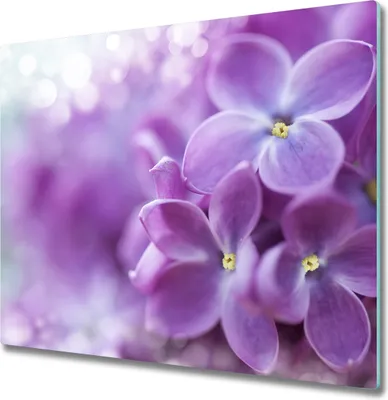 Produktbild von Glas Herdabdeckplatte 60x52 cm Spritzschutz Glasabdeckplatte Schneidebrett Lila Blumen