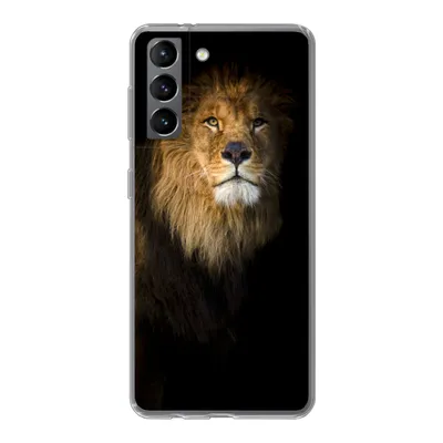 Produktbild von MuchoWow® Handyhülle Schutzhülle Hülle für Samsung Galaxy S21 Löwe - Licht - Schwarz - Porträt Silikon Softcase Handy Hülle - Softcase
