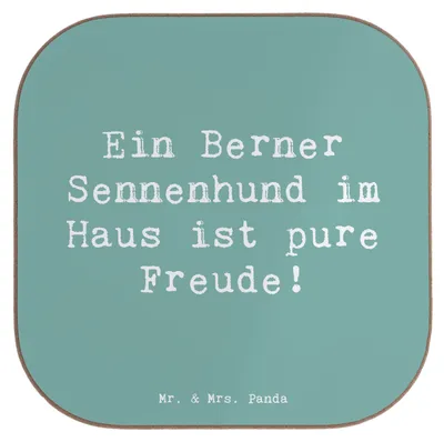 Produktbild von Mr. & Mrs. Panda Untersetzer Glas Spruch Berner Sennenhund Freude - Meeresbrise - Geschenk, Hunderasse, Hunderassen Eigenschaften, Hundetraining, Tassenuntersetzer, Hund