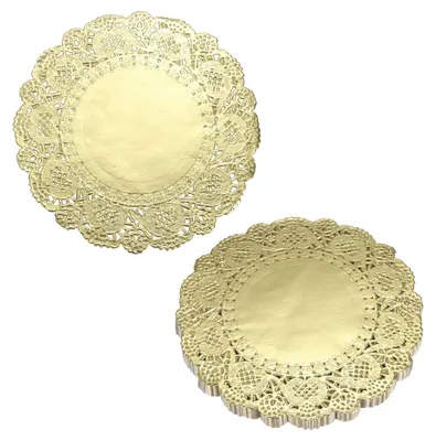 200 goldene Spitzenpapierdeckchen, 11,4 cm, rund, Einweg
