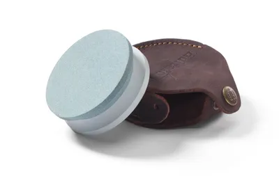Produktbild von Hultafors Schleifstein 600/180er Körnung, braune Ledertasche, mit Wasser zu verwenden