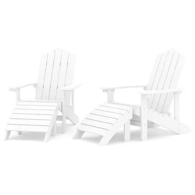 Image de vidaXL Chaises de jardin Adirondack 2 pcs. avec tabourets HDPE blanc