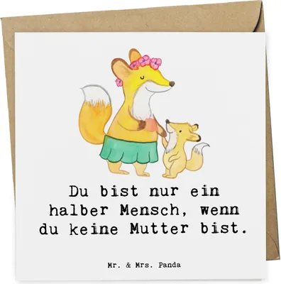 Produktbild von Mr. & Mrs. Panda Grußkarte Mutter Herz - Weiß - Geschenk, doppelkarte, anlasskarte, Glückwunschkarte, Klappkarte, faltkarte