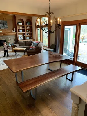 Produktbild von Design Tisch Bank Esstisch Küchentisch Wohnzimmer Tische Bänke Massiv Echtholz