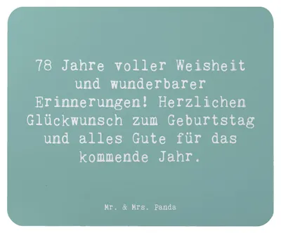 Produktbild von Mr. & Mrs. Panda Mauspad Spruch 78. Geburtstag Weisheit - Meeresbrise - Geschenk, Mouse Pad, laptop, Herzenswärme, Mousepad, wunderbare Erinnerungen, alles Gute, feiern