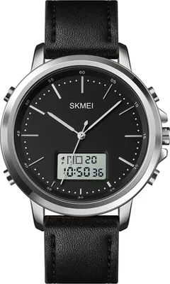 Produktbild von SKMEI Herrenuhr Minimalismus Analoge Digitaluhr mit Alarm Stoppuhr LED Hintergrundbeleuchtung Lederarmband Klassische elektronische Armbanduhr