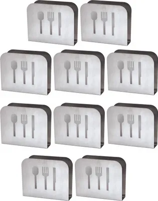 Produktbild von 10er Set - Serviettenhalter aus Edelstahl | Serviettenablage für Tisch, Küche, Bar, Gastronomie | Serviettenständer, langlebig | Serviettenspender Stehend - Serviettenbox für Restaurants & Bistros