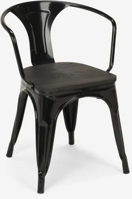 Produktbild von stühle stuhl aus metall holz im industriellen stil für bar küchen steel wood arm - Schwarz