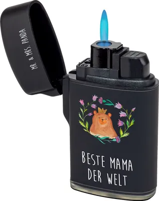 Produktbild von Mr. & Mrs. Panda Feuerzeug Bär Königin - Schwarz - Geschenk, Mutter, gas anzünder, Lieblingsmensch, Feuerzeuge, Muttertag, sturmfeuerzeug, Teddy, Mom, Beste Mama, Zünder