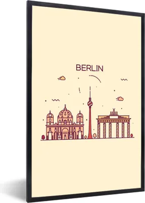 Produktbild von MuchoWow® Gerahmtes Poster Berlin - Deutschland - Skyline 40x60 cm - Poster mit Schwarzem Bilderrahmen Wandposter Rahmen Foto Bilder - Papierdruck - Wandbilder