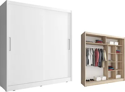 Produktbild von Schiebetürenschrank Kleiderschrank Schlafzimmer weiß - Breite 200cm