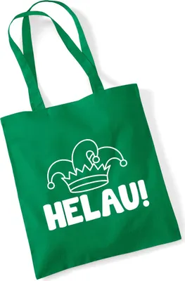 Produktbild von Huuraa Jutebeutel Helau Narrenkappe 10 Liter Kelly Green Baumwolle Tasche Geschenkidee