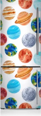 Produktbild von Magnete Küche Kühlschrank Kühlschrankmagnete 60x180 cm - Bunte Planeten.
