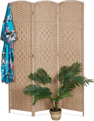 Obrázok produktu pre Paravent – Rozdeľovač miestností – Výška x Šírka 170 x 120 cm – Interiérový – Deliaca stena – Drevo – Papier – Paravent – Prírodný štýl